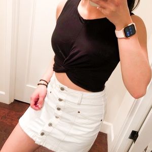 Final Touch Black Crop Tank Top with Knot Front